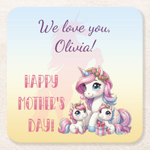Dessous-de-verre Carré En Papier Fête des Mères Unicorn-Theme Party