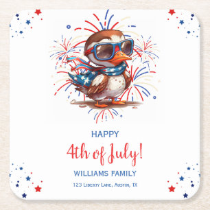 Dessous-de-verre Carré En Papier Fête d'été de l'aigle Patriotique États-Unis 4 jui