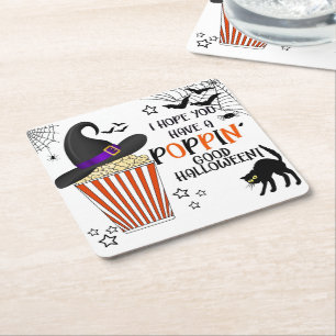Dessous-de-verre Carré En Papier Fête d'Halloween avec popcorn pour le goûter ou la