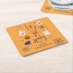 Dessous-de-verre Carré En Papier Fête d'Halloween de la famille de bureau de fantôm