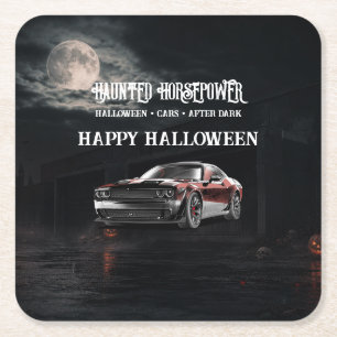Dessous-de-verre Carré En Papier Fête d'Halloween de Muscle Car Américain Effrayant