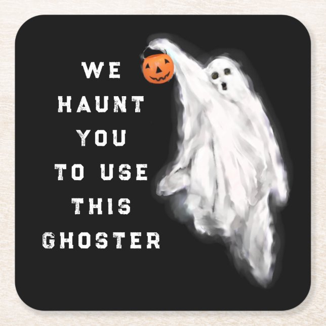 Dessous-de-verre Carré En Papier Fête d'Halloween drôle (Devant)