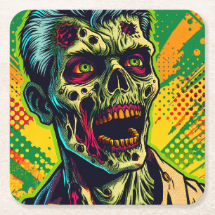 Dessous-de-verre Carré En Papier Fête d'Halloween Zombie Effrayant