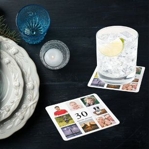 Dessous-de-verre Carré En Papier fête du 30e anniversaire photo collage hommes