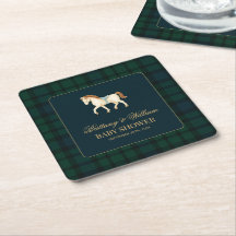 Fête Prénatale Cheval Tartan Rustique 