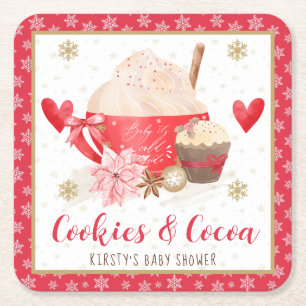 Dessous-de-verre Carré En Papier Fête prénatale : Cookies rouges et cacao