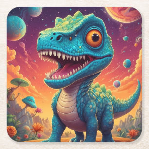 Dessous-de-verre Carré En Papier Fête prénatale Dino-Mite