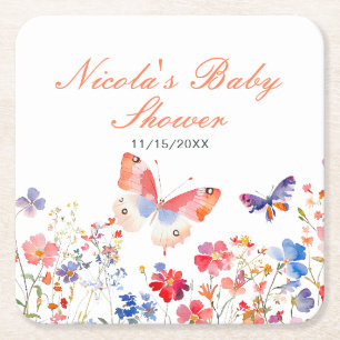 Dessous-de-verre Carré En Papier Fête Prénatale Papillon Floral Été