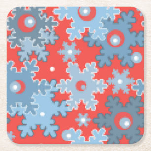 Dessous-de-verre Carré En Papier Fêtes de Noël Fête hiver Flamme de neige brillant