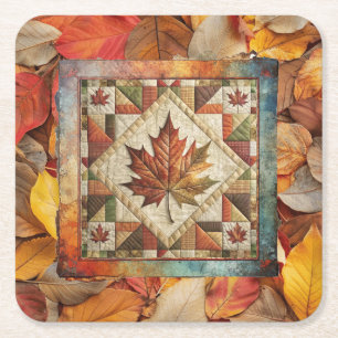 Dessous-de-verre Carré En Papier Feuillage d'automne coloré Dessous de verre papier