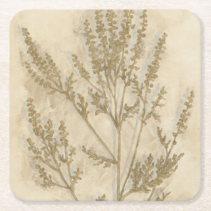 Dessous-de-verre Carré En Papier Feuillage doré II