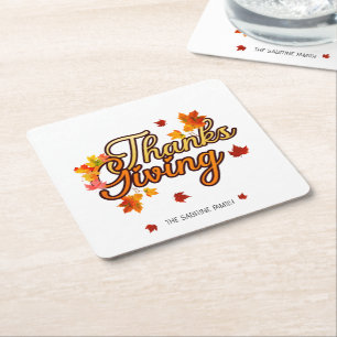 Dessous-de-verre Carré En Papier Feuillage élégant de Thanksgiving automne 