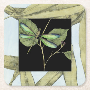 Dessous-de-verre Carré En Papier Feuille avec l'encart de libellule par Jennifer