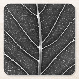 Dessous-de-verre Carré En Papier Feuille lumineuse noir et blanc en gros plan