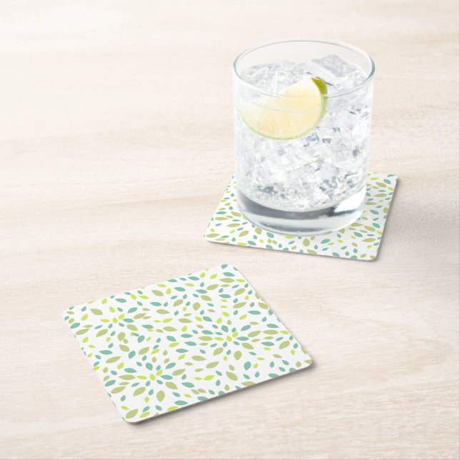Dessous-de-verre Carré En Papier Feuille (vert) (En situation)