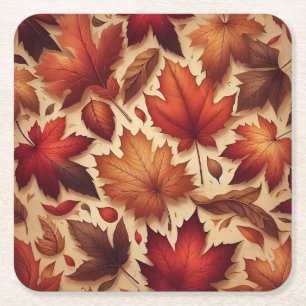 Dessous-de-verre Carré En Papier Feuilles automnales Wall Art