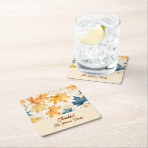 Dessous-de-verre Carré En Papier Feuilles de l'érable Thanksgiving Brunch Dîner