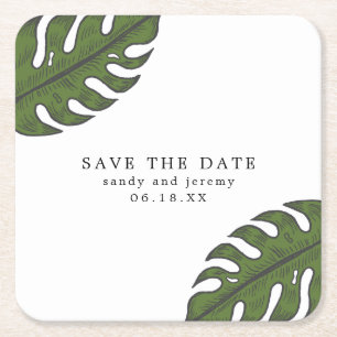 Dessous-de-verre Carré En Papier Feuilles de palmiers tropicaux non photo Enregistr