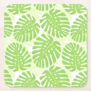 Dessous-de-verre Carré En Papier Feuilles De Plante Tropical - Monstera Motif