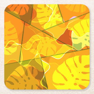 DESSOUS-DE-VERRE CARRÉ EN PAPIER FEUILLES TROPICALES ABSTRAITES