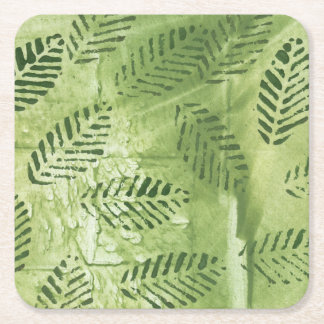 Dessous-de-verre Carré En Papier Feuilles verts Abstraits
