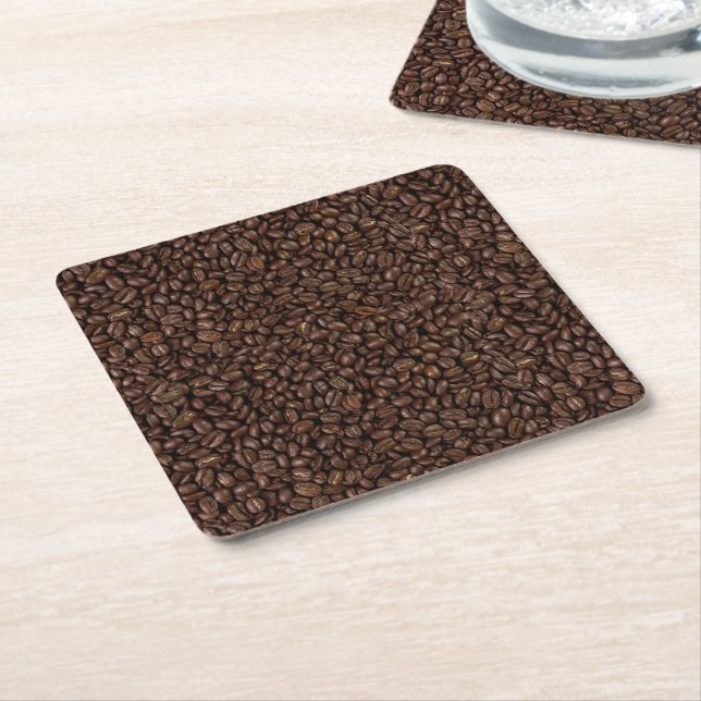 Dessous-de-verre Carré En Papier Fèves de café (Incliné)