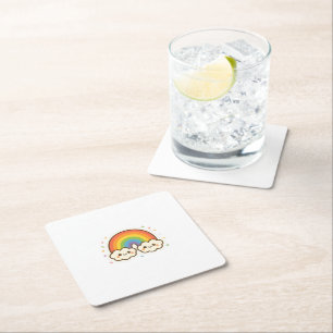 Dessous-de-verre Carré En Papier Fierté arc-en-ciel colorée Kawaii