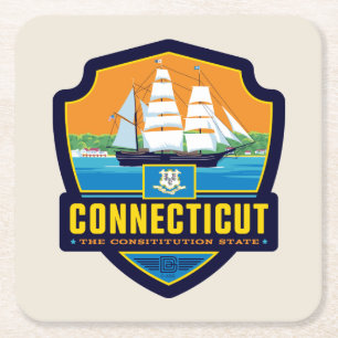Dessous-de-verre Carré En Papier Fierté d'État Connecticut
