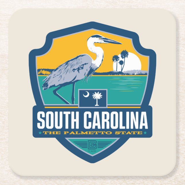 Dessous-de-verre Carré En Papier Fierté | la Caroline du Sud d'état (Devant)