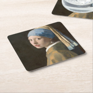 Dessous-de-verre Carré En Papier Fille avec une oreille perle