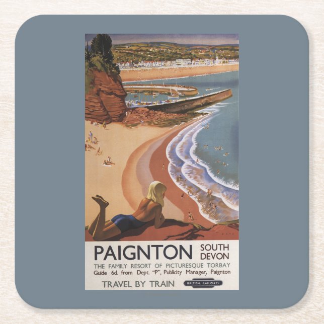 Dessous-de-verre Carré En Papier Fille britannique de chemins de fer regardant (Devant)