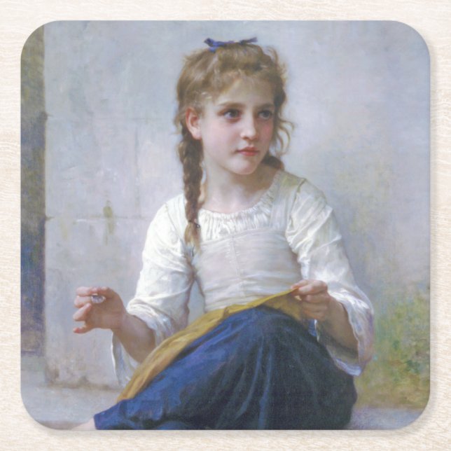 Dessous-de-verre Carré En Papier Fille coudre, Bouguereau (Devant)