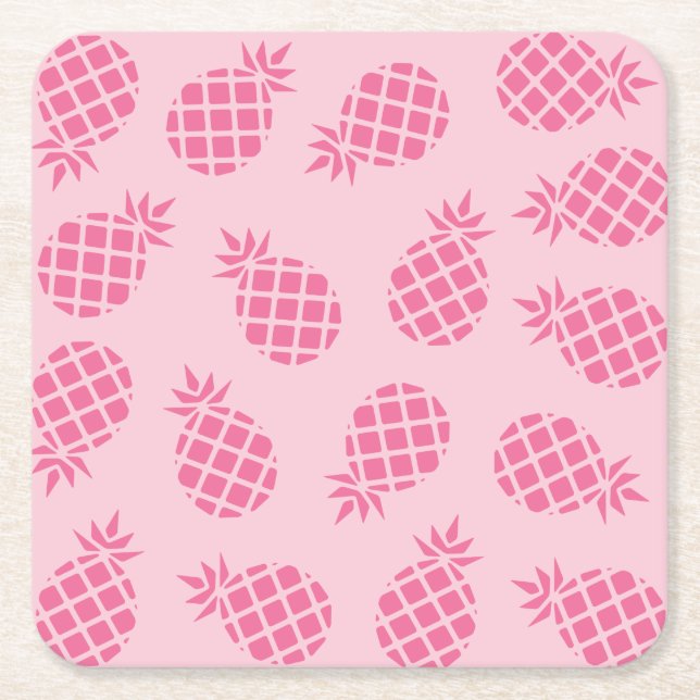 Dessous-de-verre Carré En Papier Fille mignon été pastel rose ananas motif (Devant)