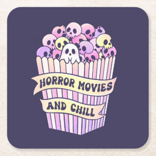 Dessous-de-verre Carré En Papier Films D'Horreur Et Chill Cute Halloween
