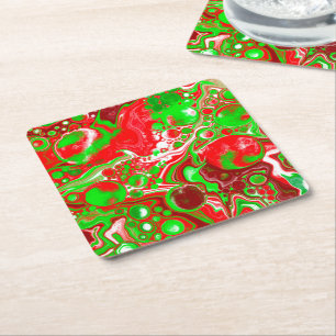 Dessous-de-verre Carré En Papier Fils de Noël rouges et verts