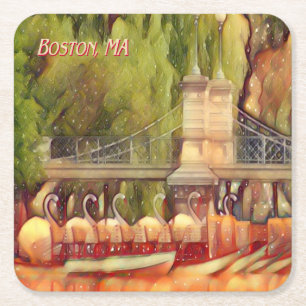 Dessous-de-verre Carré En Papier Filtre 5300 d'été de bateaux de cygne de Boston