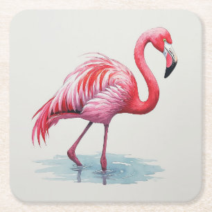 Dessous-de-verre Carré En Papier Flamant rose