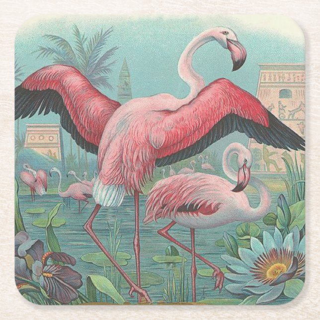 Dessous-de-verre Carré En Papier Flamant rose (Devant)
