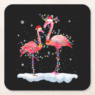 Dessous-de-verre Carré En Papier Flamant rose Arbre de Noël Flamant rose Noël Noë