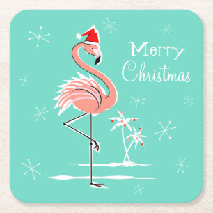 Dessous-de-verre Carré En Papier Flamant rose de Noël Joyeux dessous de verre de No