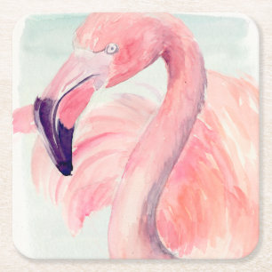 Dessous-de-verre Carré En Papier Flamant rose en pastel