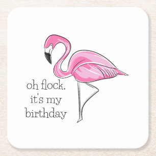 Dessous-de-verre Carré En Papier Flamant rose rose Oh Flock C'est mon Anniversaire 