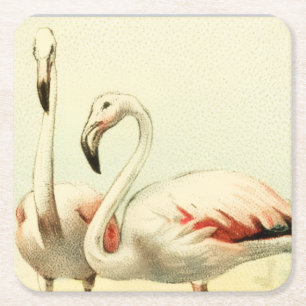 Dessous-de-verre Carré En Papier Flamant Rose Vintage