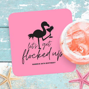 Dessous-de-verre Carré En Papier Flamingo Rose Flocage Tropical Anniversaire