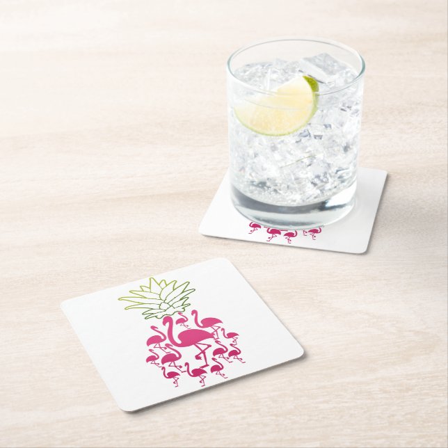 Dessous-de-verre Carré En Papier Flamingo Stone Coaster| Coaster en pierre de l'ama (En situation)