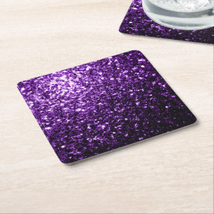 Dessous-de-verre Carré En Papier Flamme de parties scintillant foncé violet brillan