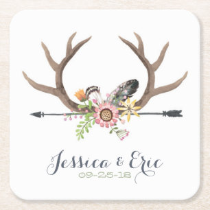 Dessous-de-verre Carré En Papier Flèche et andouillers de fleur sauvage