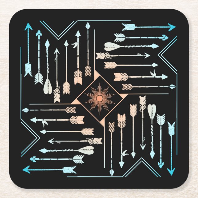 Dessous-de-verre Carré En Papier Flèches Boho et Sun V1 ID748 (Devant)