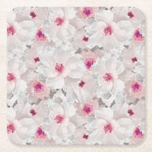Dessous-de-verre Carré En Papier Fleur blanche et rose délicate