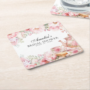 Dessous-de-verre Carré En Papier Fleur d'après-midi rose pâle